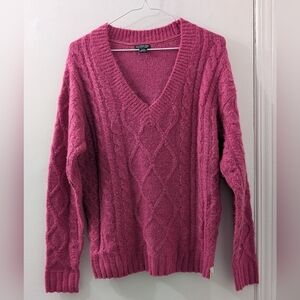 U.S. Polo Assn. Women's V-Neck Sweater in Rich Pink